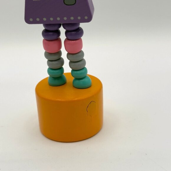 Vintage Lot Wooden Push Puppet Toy Robot Retro Articulated Figure Collectible - Picture 9 of 13